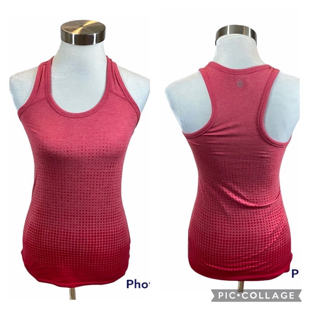 Athleta Light Red Gradient Dot‎ Racer Back Athletic Tank Top Size XS
